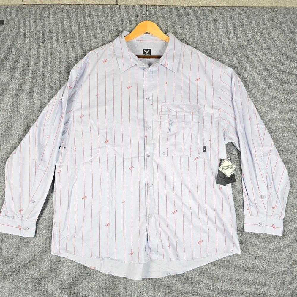 Cross Eyed Moose Stargazer Shirt Sky Blue Vertical Stripe Long Sleeve Men‎ XXL